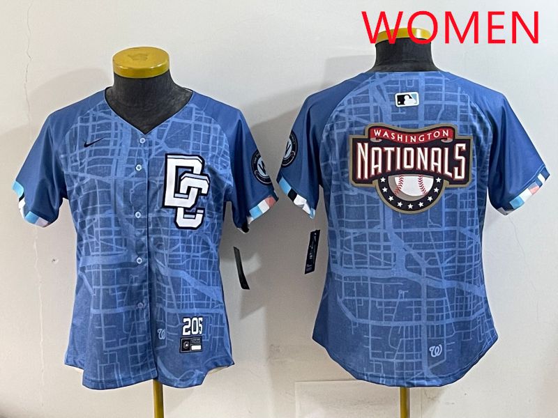 Women Washington Nationals Blank Blue Joint Name 2025 Nike MLB Jersey style 5